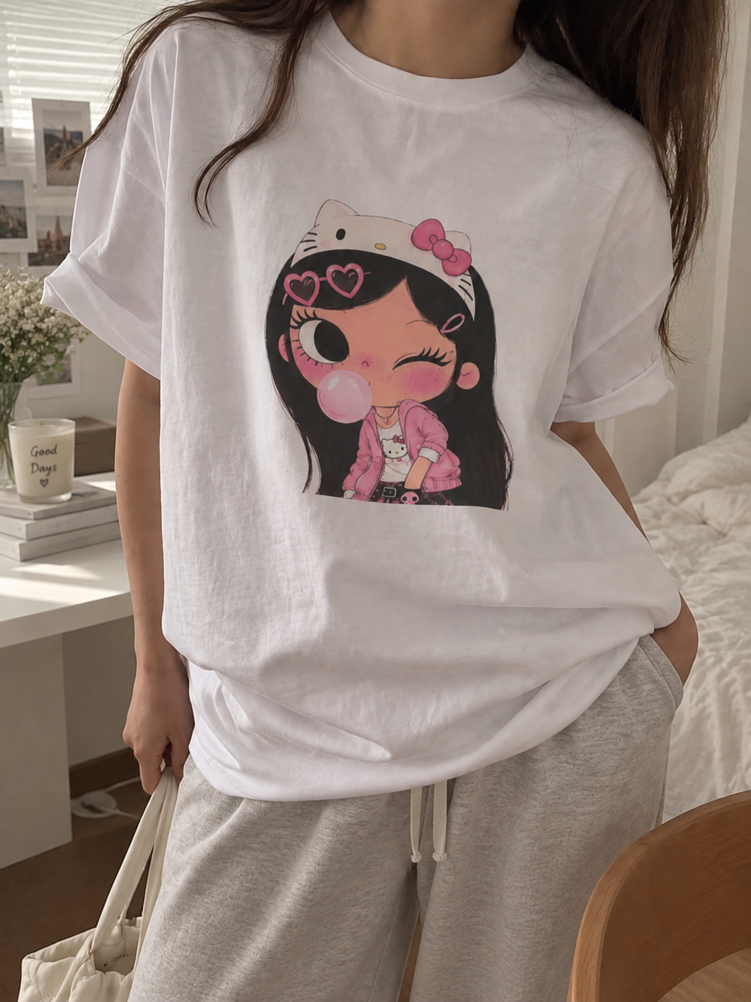 Kawaii Bubblegum Girl Graphic T-Shirt