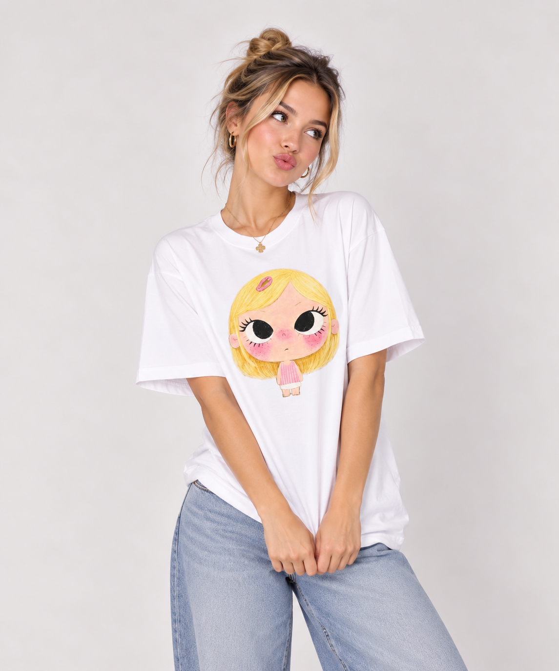 Kawaii Blonde Girl Graphic T-Shirt