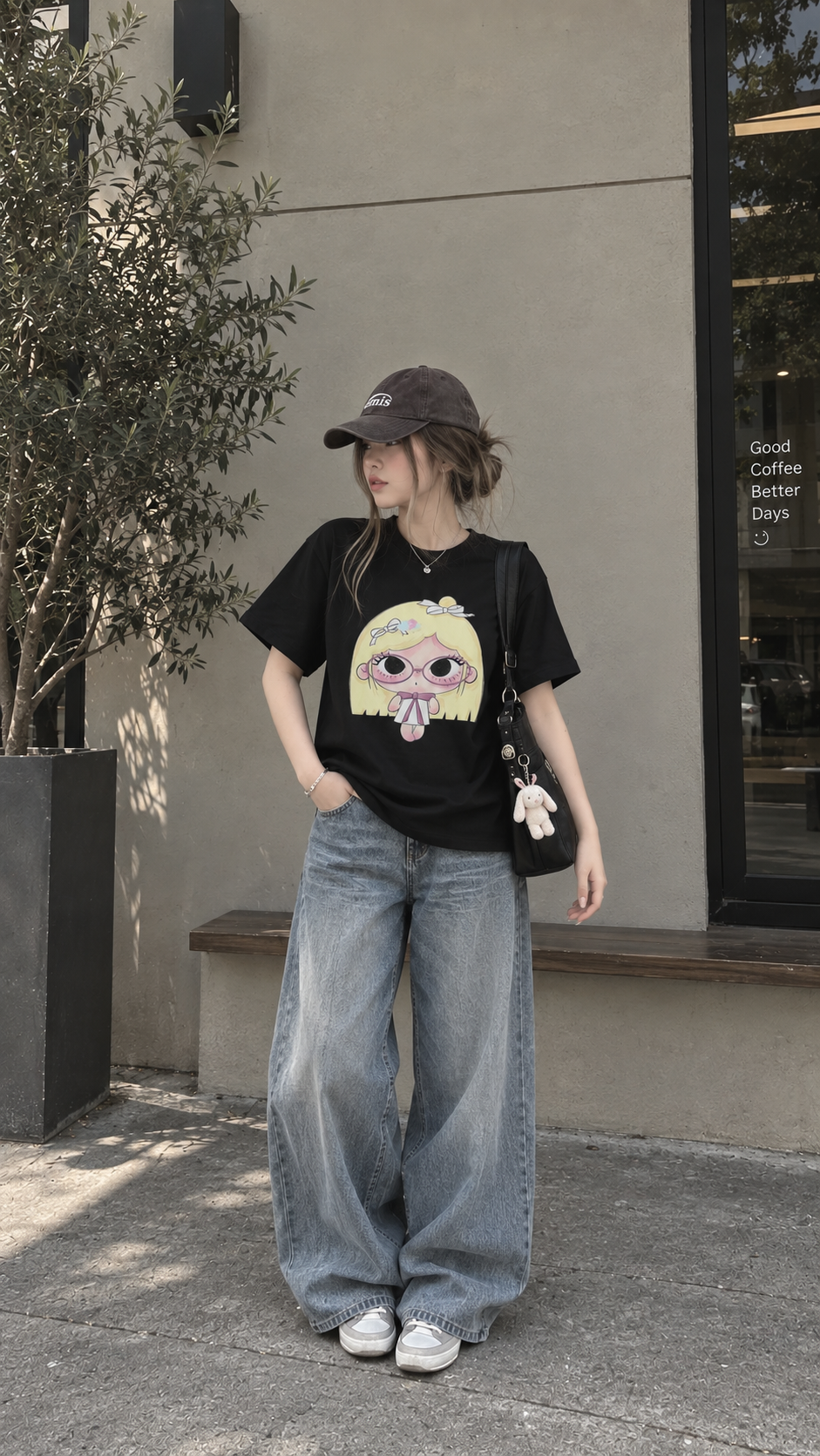 Cute Blonde Girl Cartoon T-Shirt