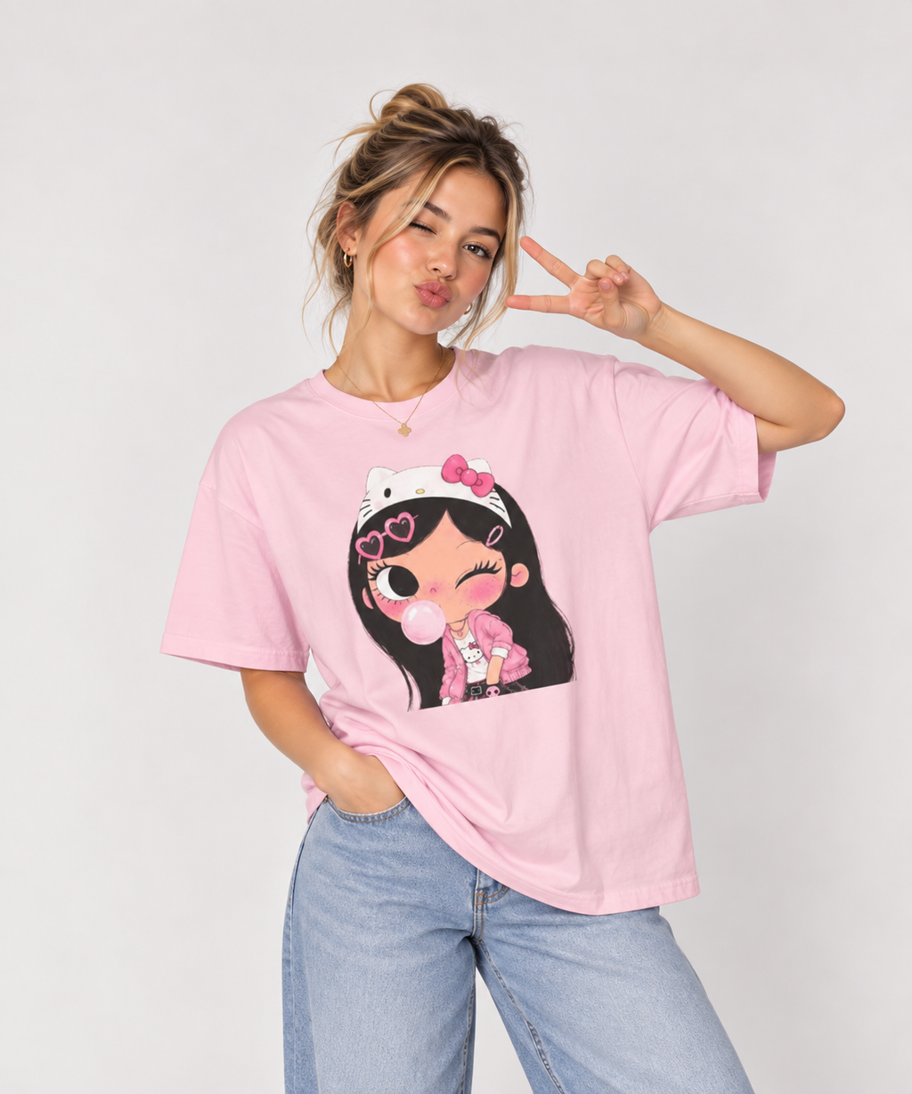 Kawaii Bubblegum Girl Graphic T-Shirt